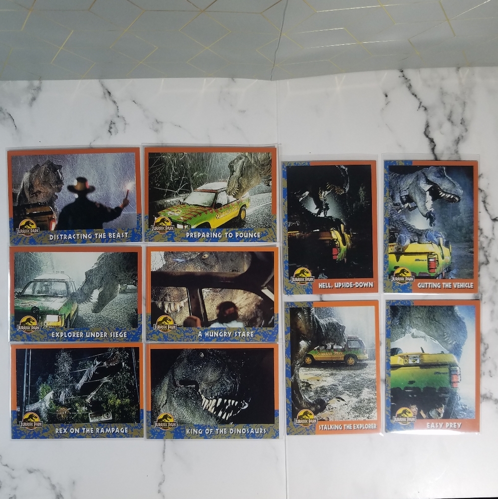 Vintage JP Topps Trading Cards Lot of 10 Jurassic Park Movie Cards Lot #12